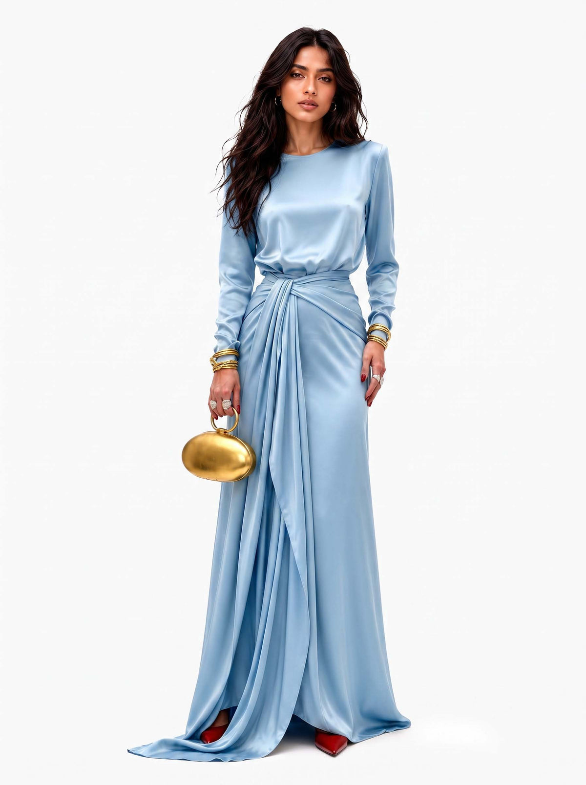 Ilaria | Elegante Abito Maxi en Satin Drapé