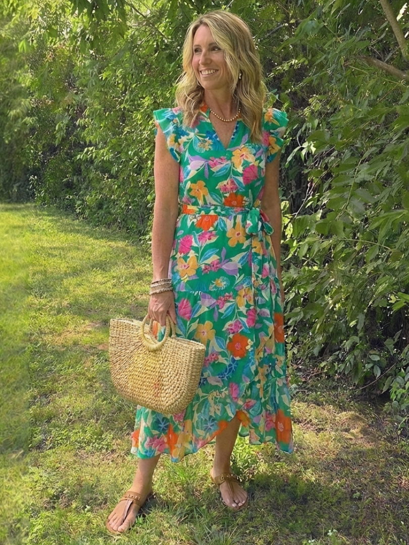Abito Midi Évasée à Stampato Floral Lila