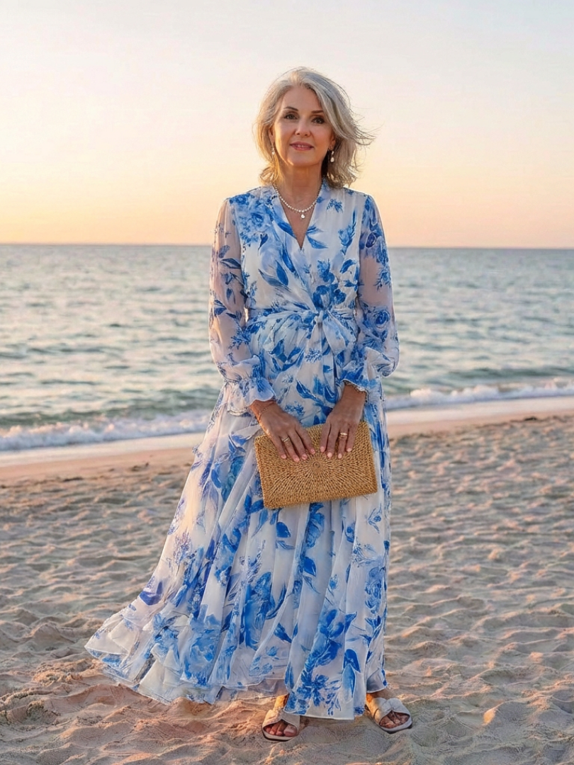 Abito Maxi Enveloppe Florale Lillian