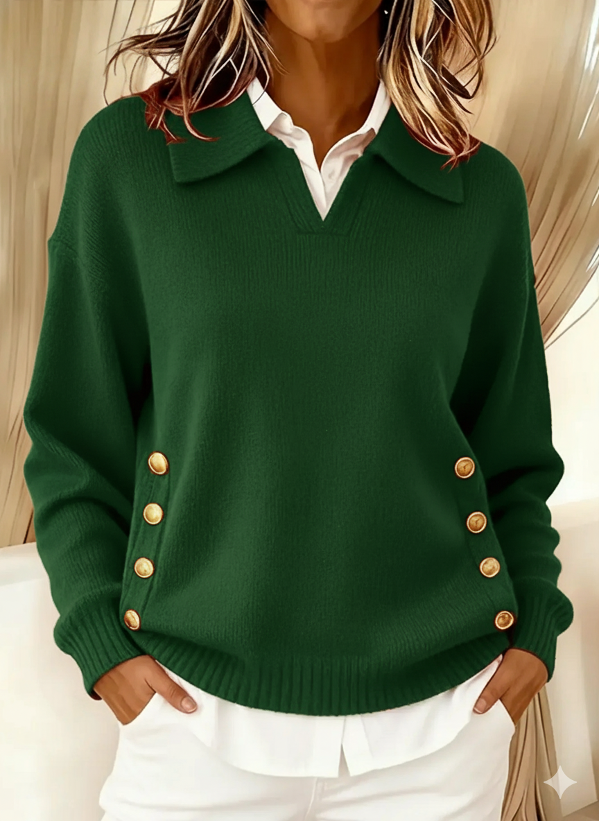 Valentine - Maglione à Col Polo et Boutons