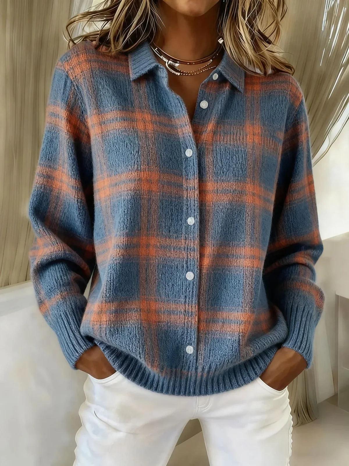 Camille - Gilet in Maglia à Carreaux
