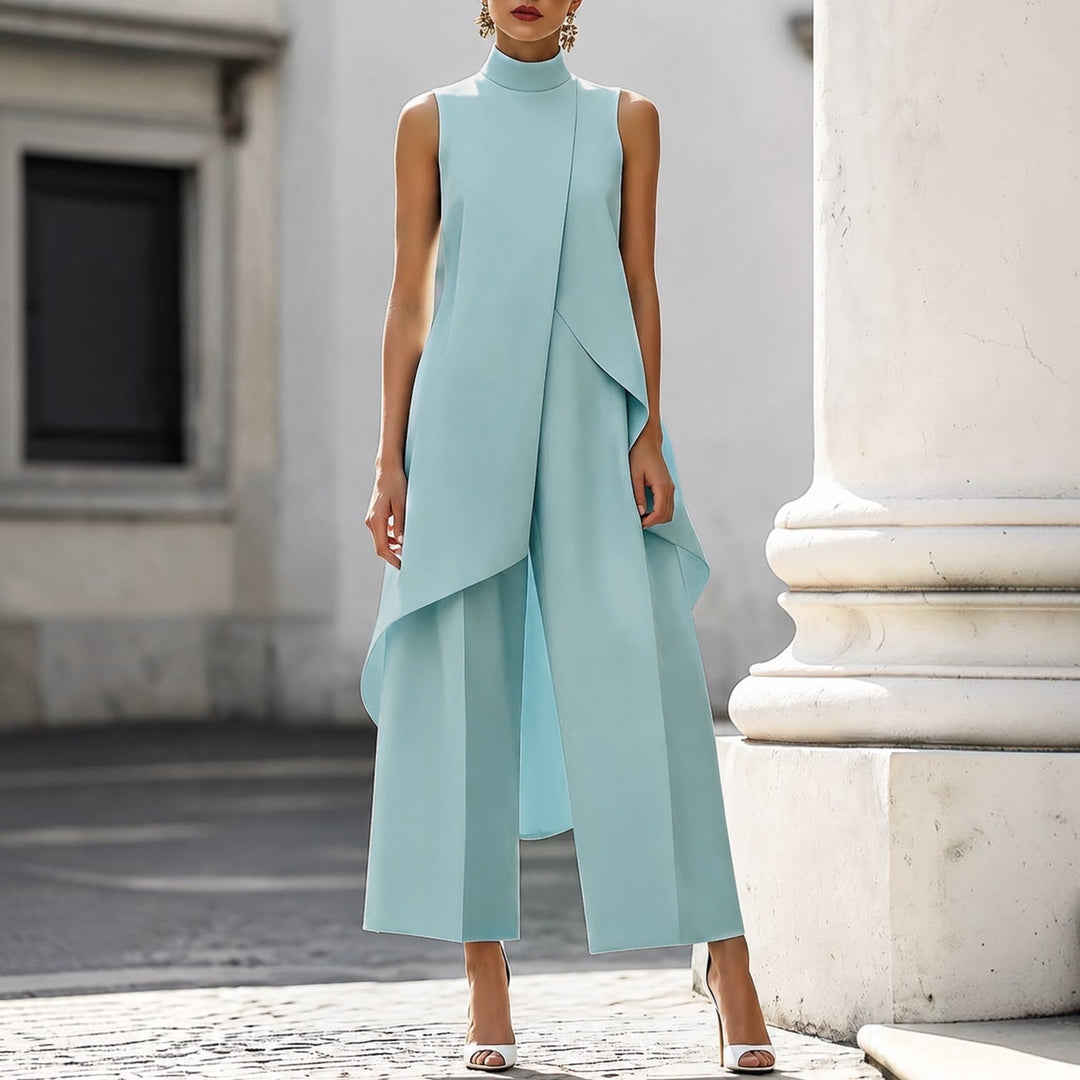 Federica | Tuta Chic à Col Montant et Haut Drapé