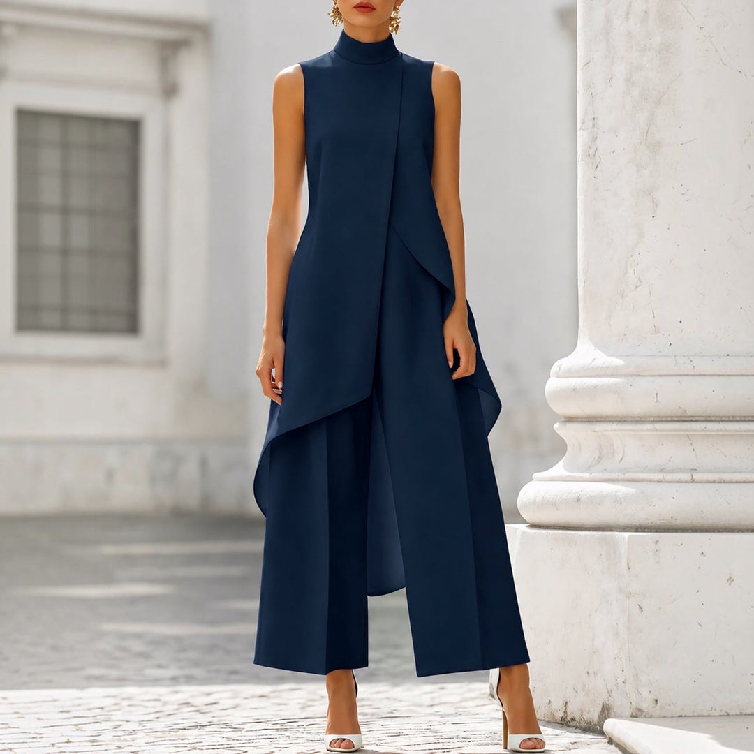 Federica | Tuta Chic à Col Montant et Haut Drapé