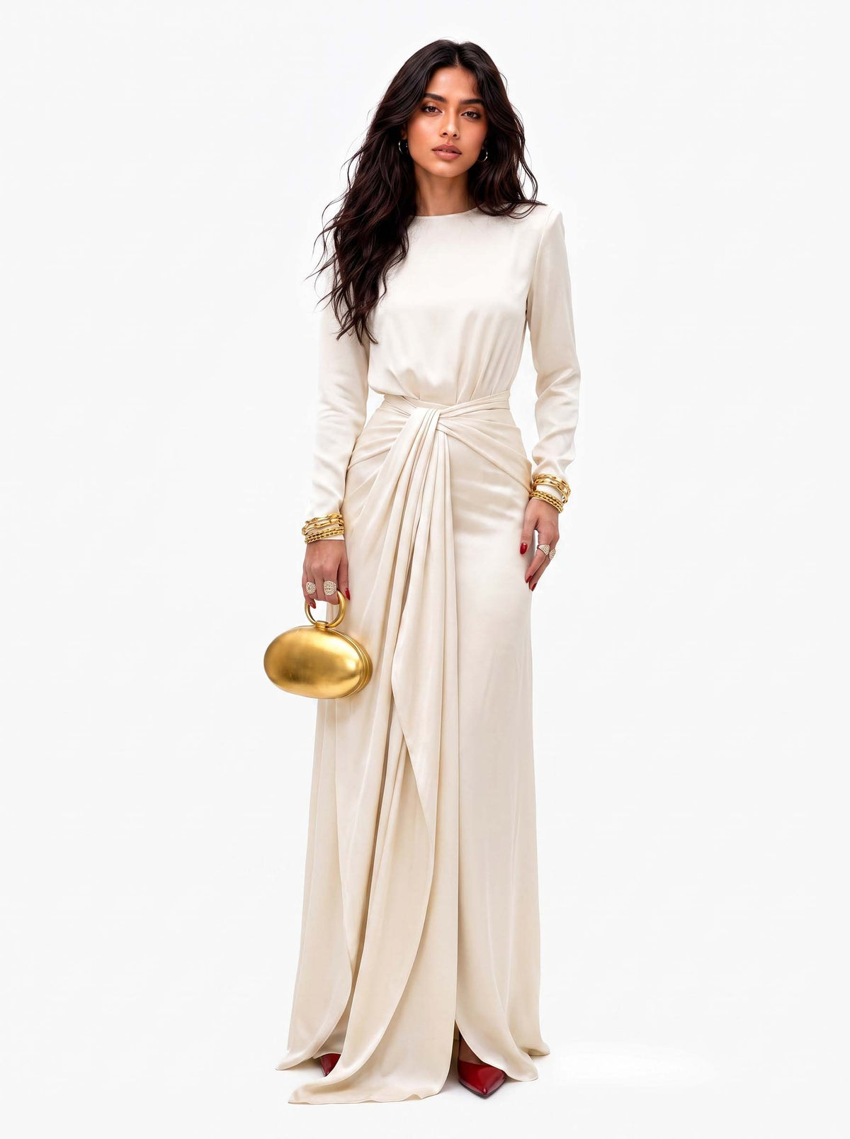 Ilaria | Elegante Abito Maxi en Satin Drapé