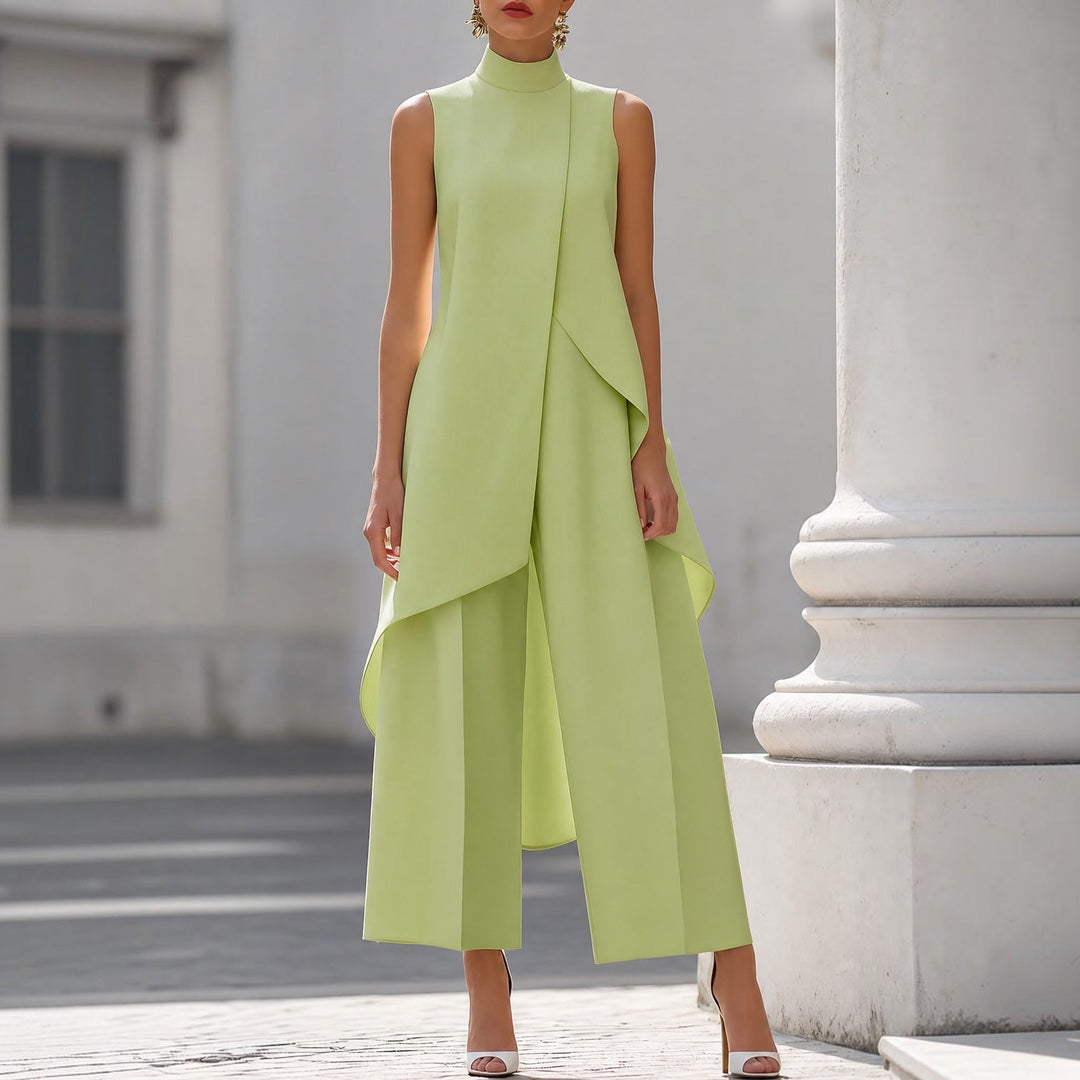 Federica | Tuta Chic à Col Montant et Haut Drapé