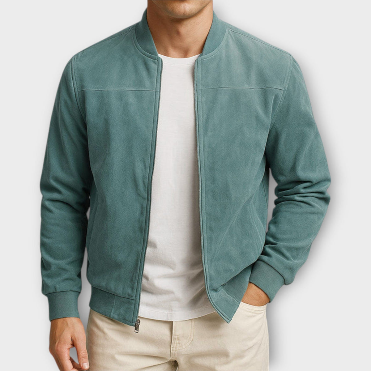VESTE BOMBER EN CUIR SUEDE HOMME