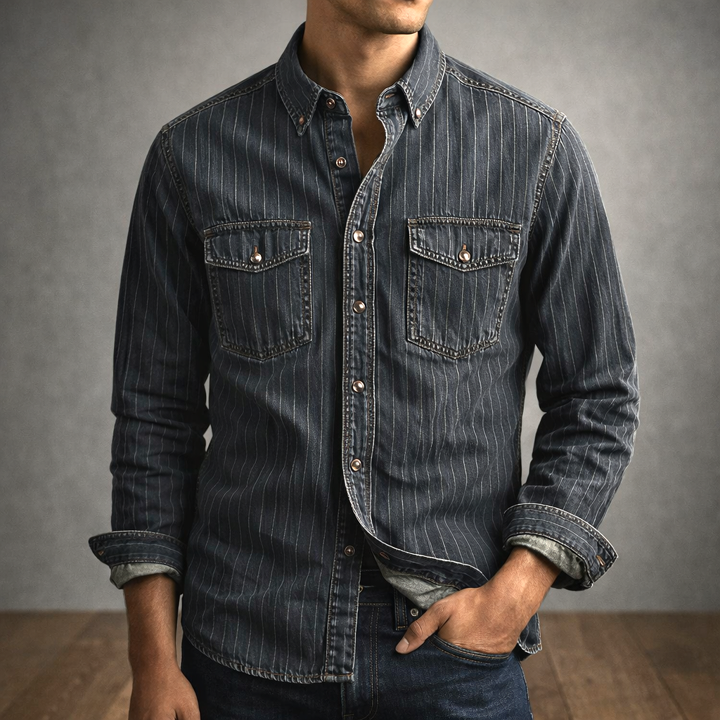 CHEMISE À RAYURES MANCHES LONGUES POUR HOMME
