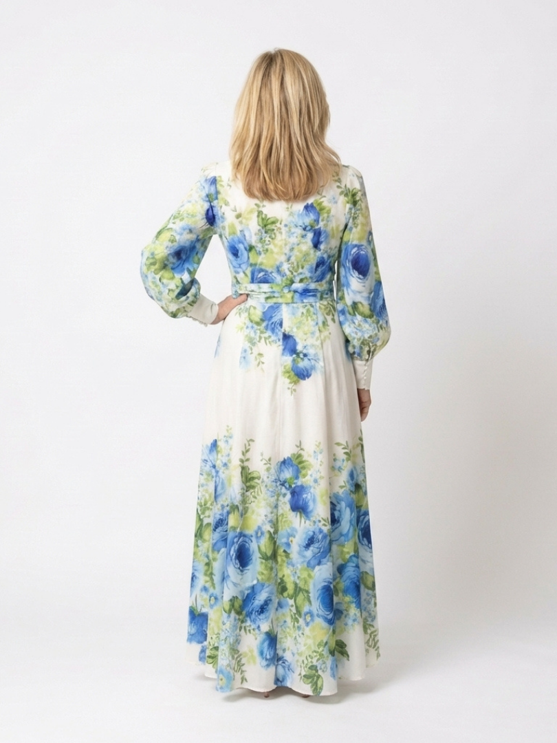 Abito Maxi à Maniche Lunghe Floreale Nora