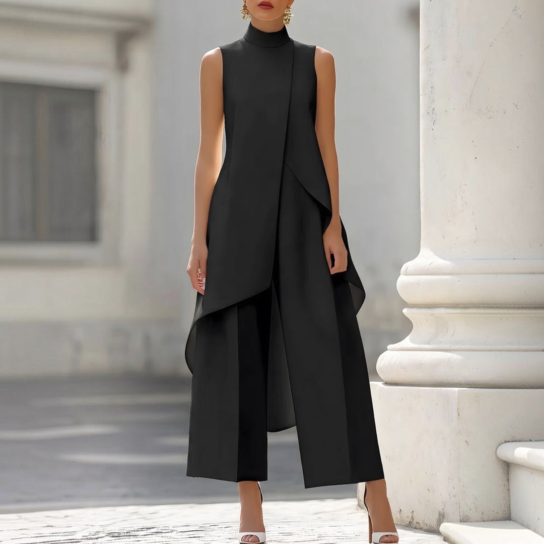 Federica | Tuta Chic à Col Montant et Haut Drapé