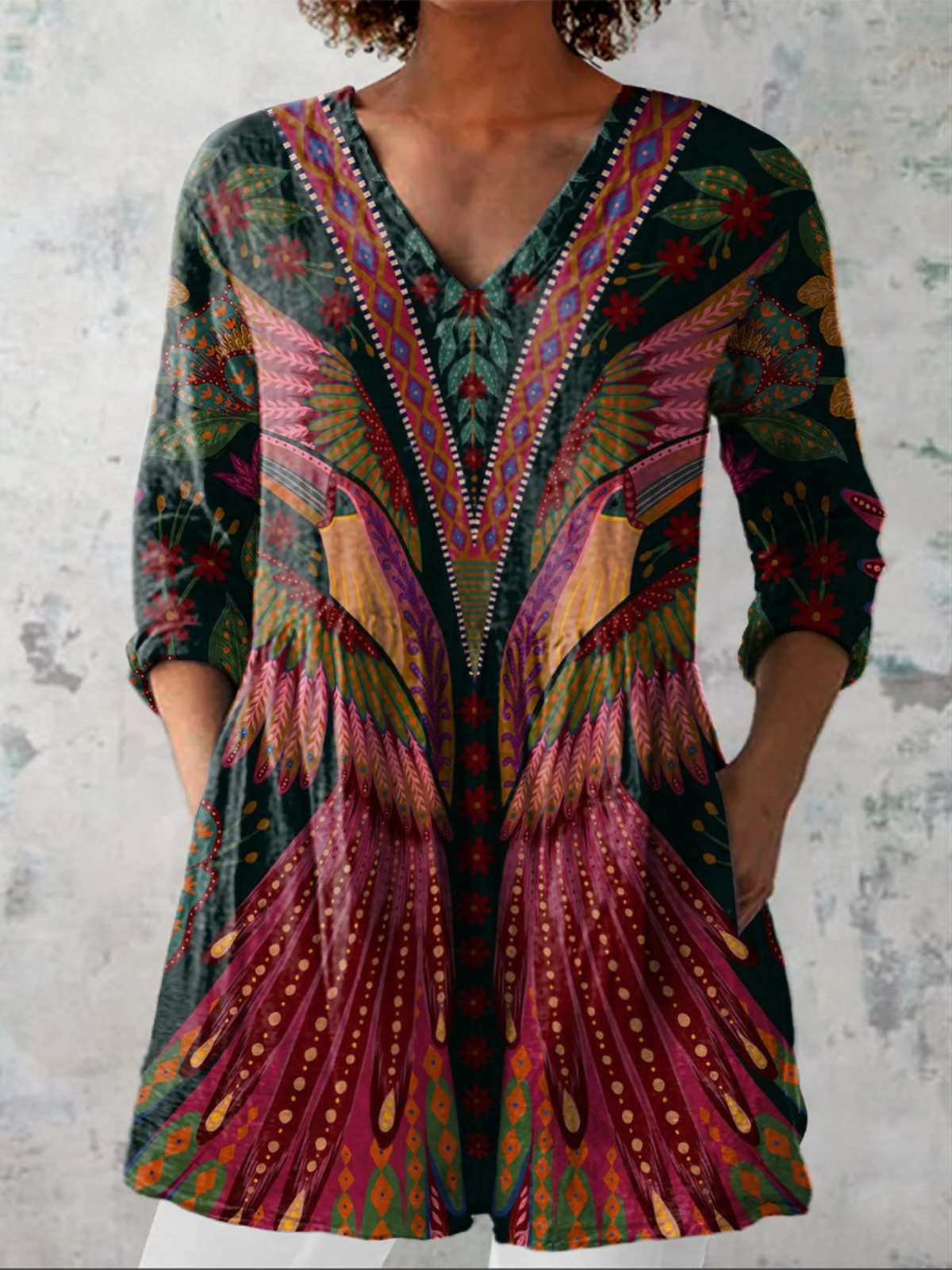 Blouse Lungo Col V Fluide Michèle