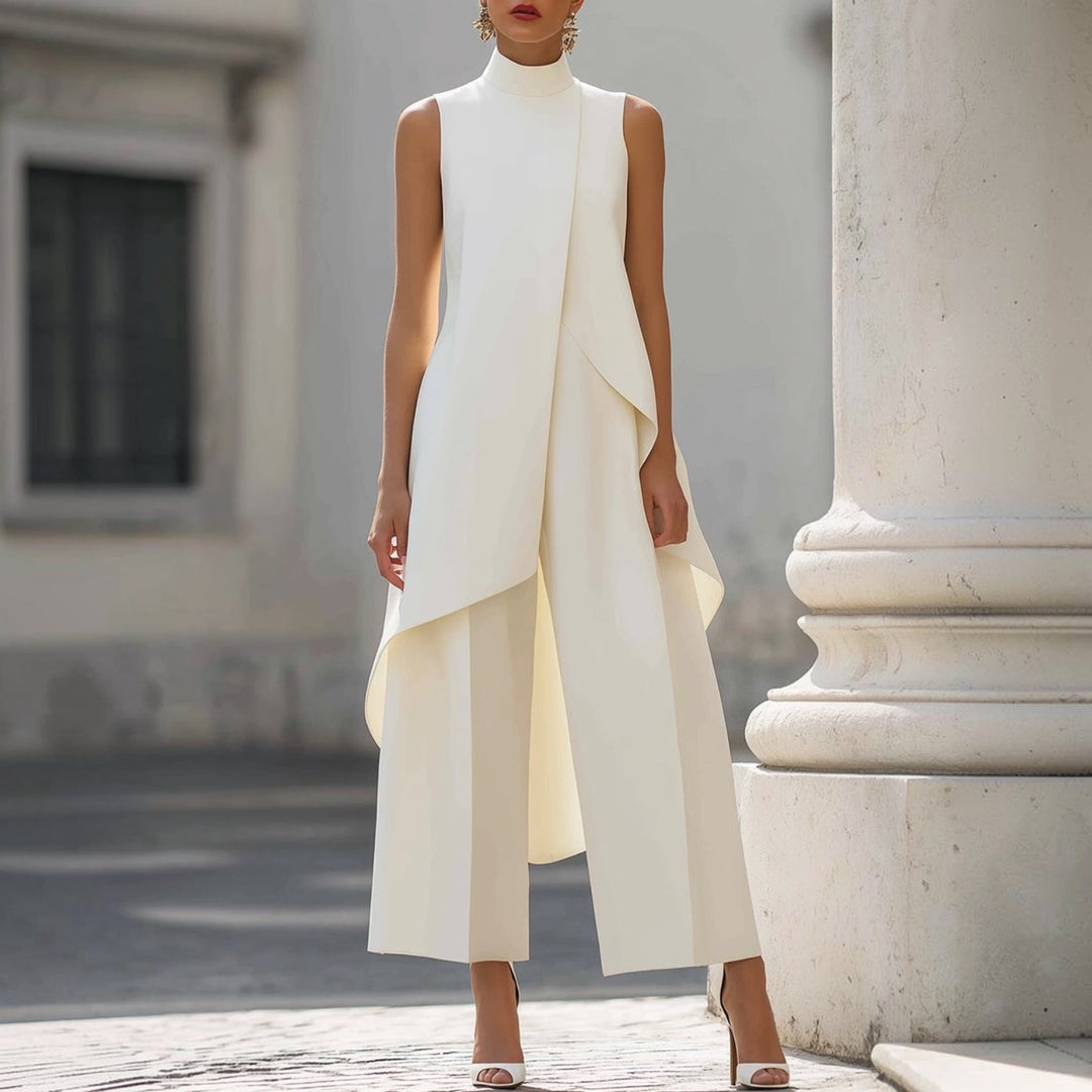 Federica | Tuta Chic à Col Montant et Haut Drapé