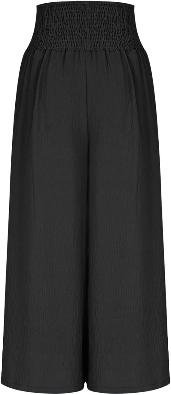 Pantaloni large pour femme avec taille smockée