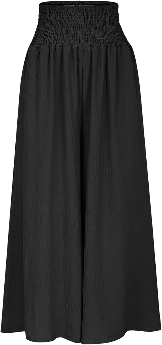 Pantaloni large pour femme avec taille smockée