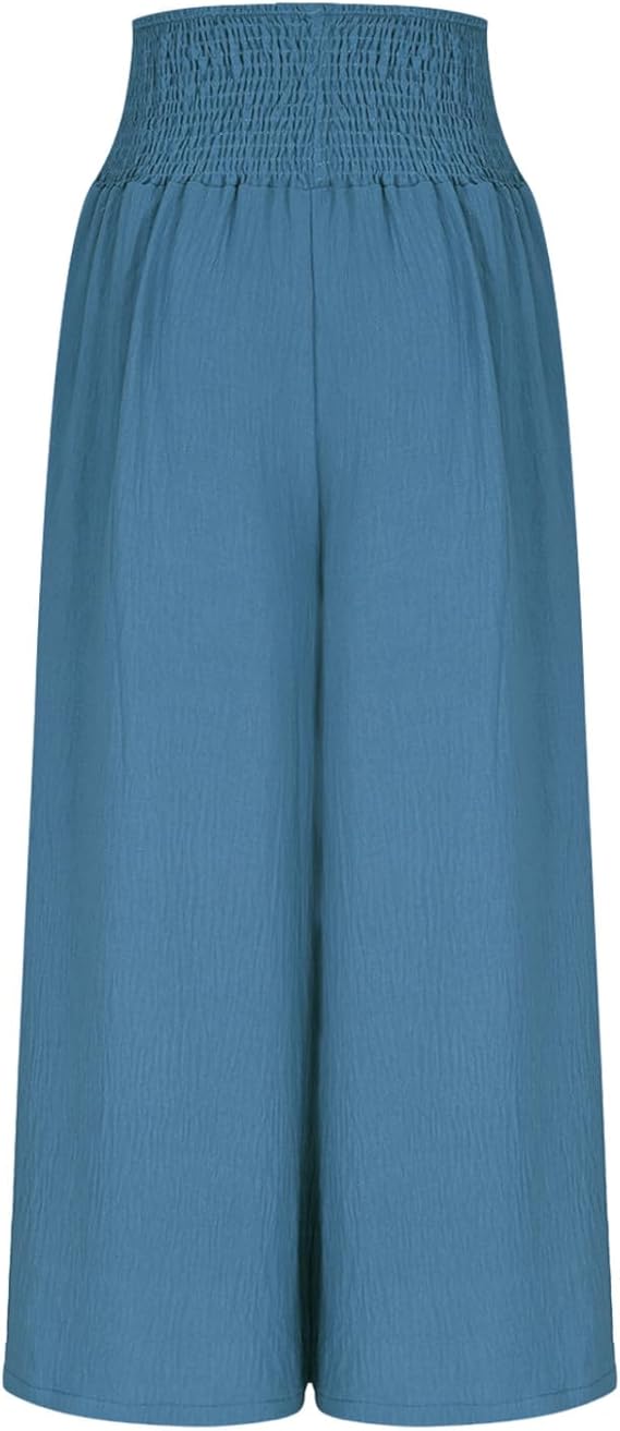 Pantaloni large pour femme avec taille smockée