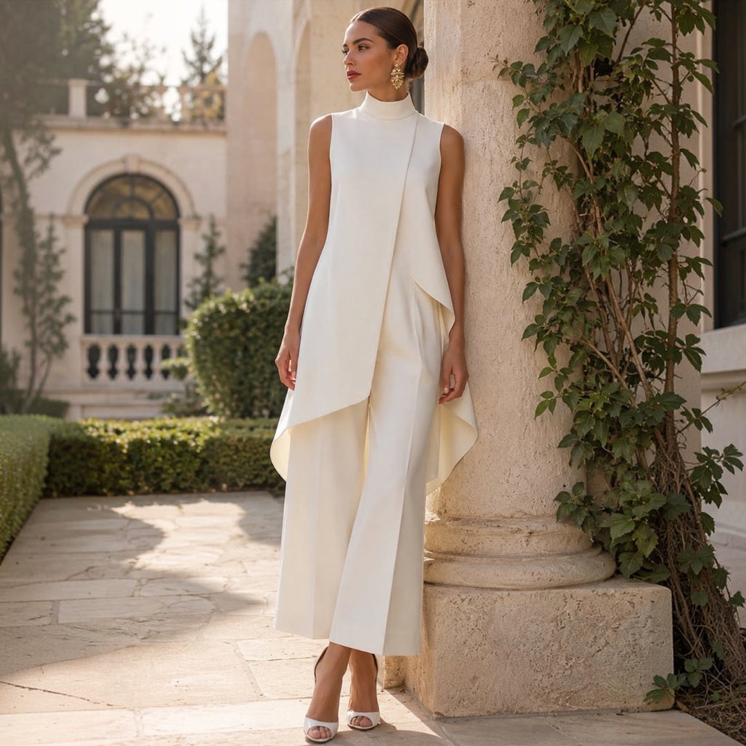 Federica | Tuta Chic à Col Montant et Haut Drapé