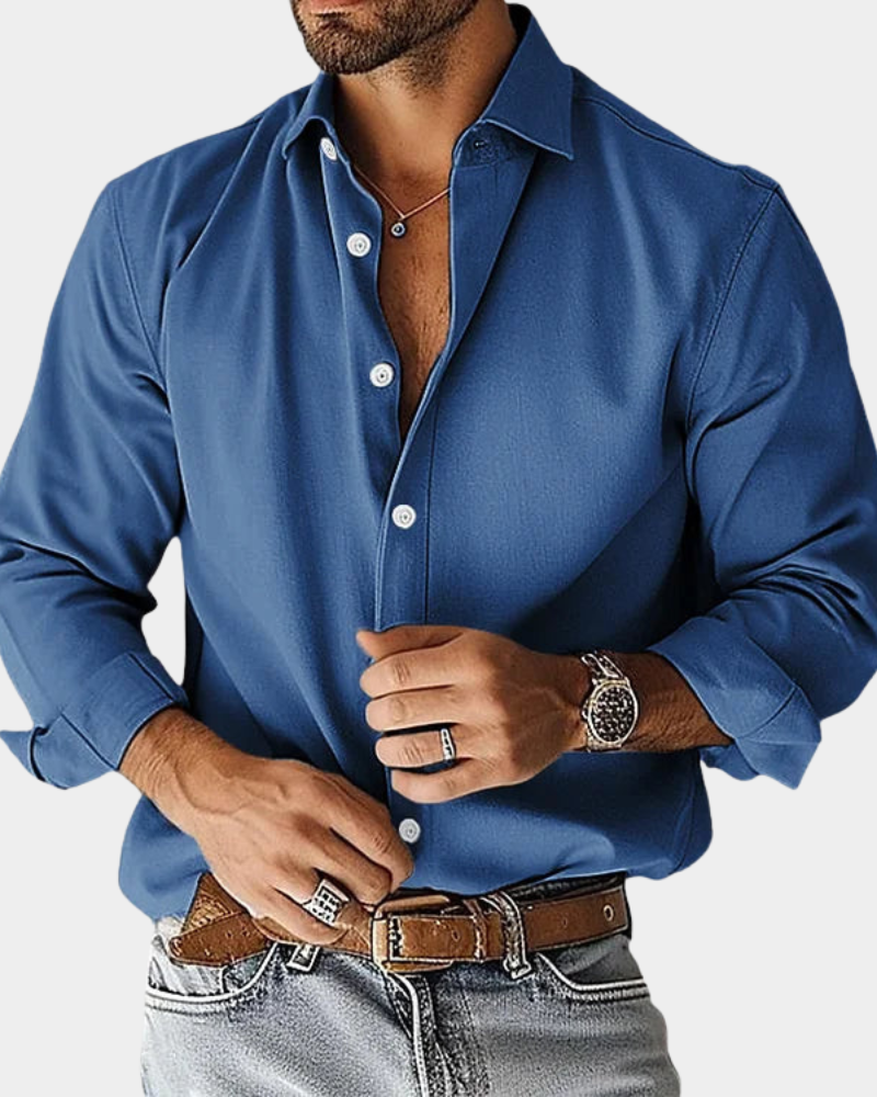 CHEMISE BOUTONNÉE ÉTIREMENT COUPE SLIM POUR HOMME