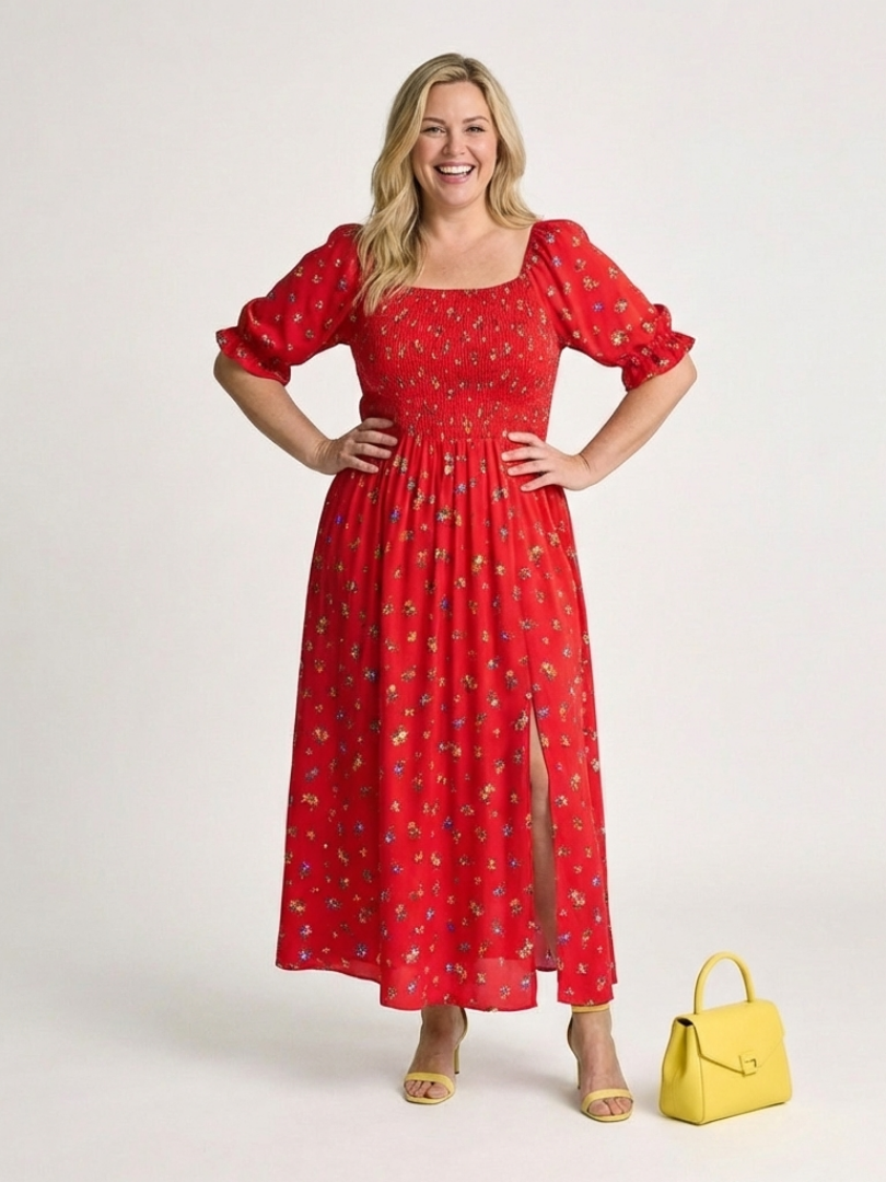 Bellori Milano | Abito Midi à Manches Bouffantes Delphine