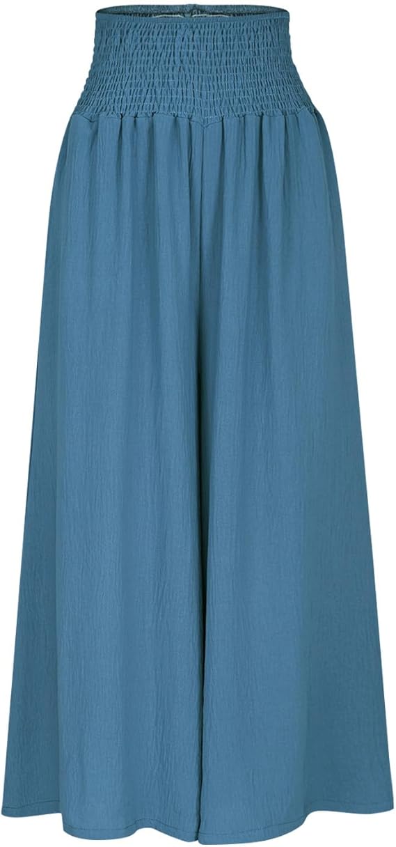 Pantaloni large pour femme avec taille smockée