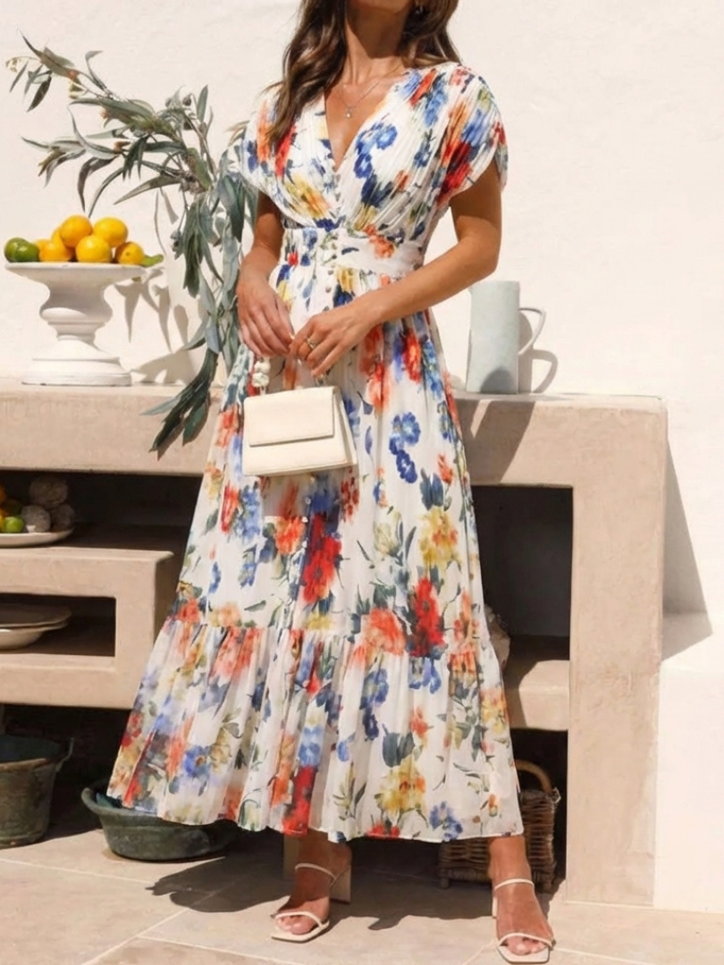 Abito Midi Floreale Plissée Savannah