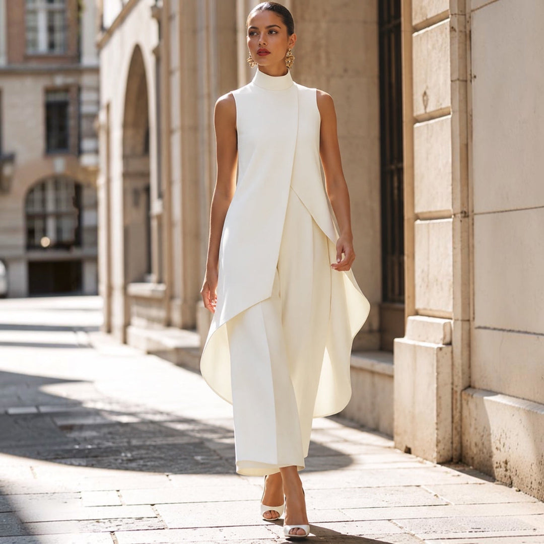 Federica | Tuta Chic à Col Montant et Haut Drapé