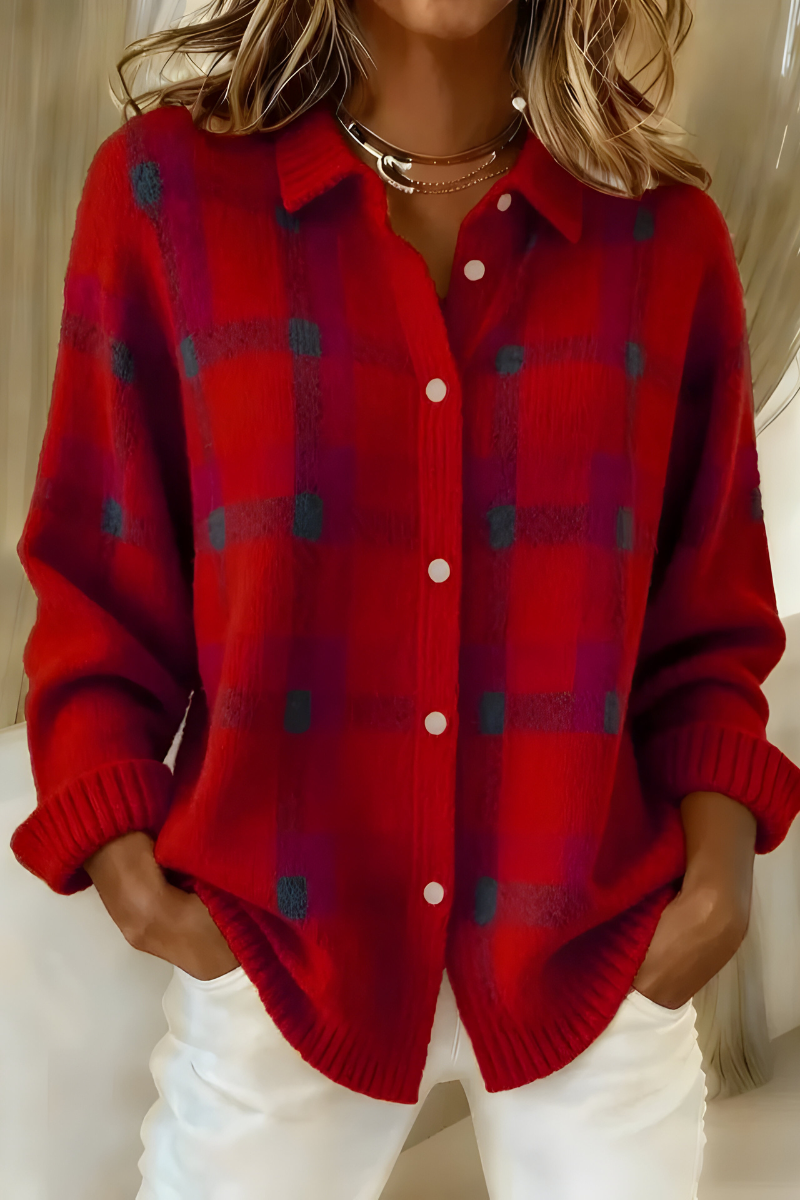 Camille - Gilet in Maglia à Carreaux