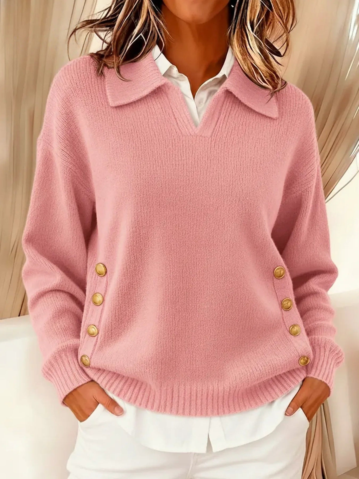 Valentine - Maglione à Col Polo et Boutons