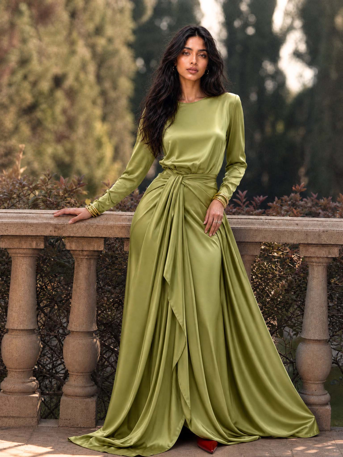 Ilaria | Elegante Abito Maxi en Satin Drapé