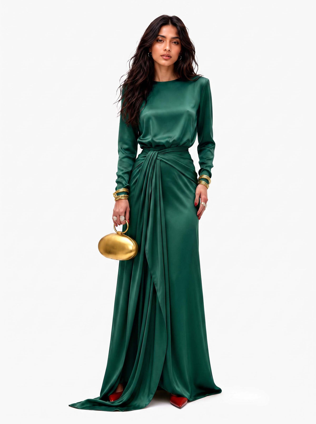 Ilaria | Elegante Abito Maxi en Satin Drapé