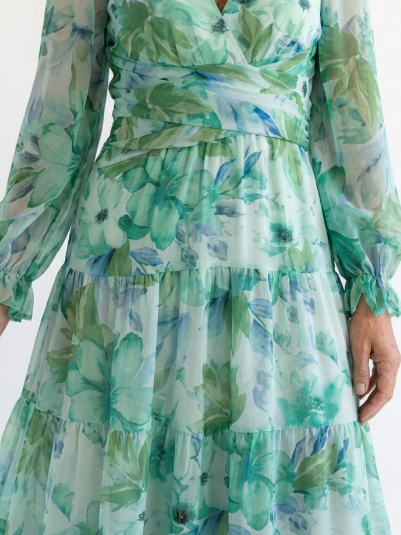 Abito Maxi Floreale à Maniche Lunghe Althea
