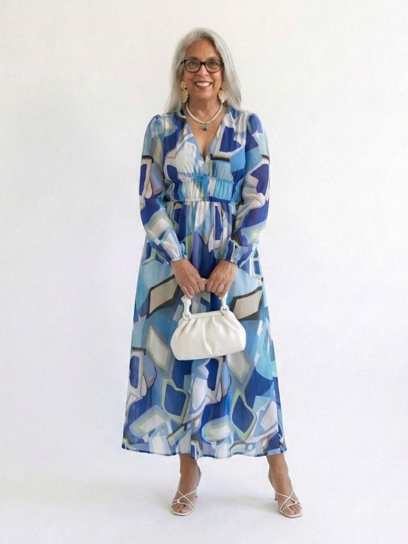 Abito Maxi Floreale à Maniche Lunghe Althea