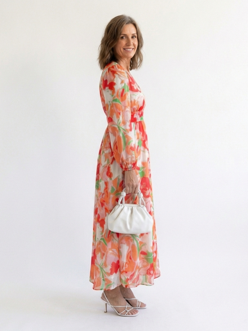 Abito Maxi Floreale à Maniche Lunghe Althea