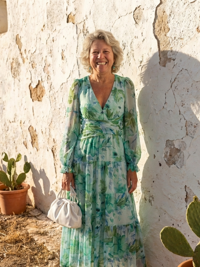 Abito Maxi Floreale à Maniche Lunghe Althea