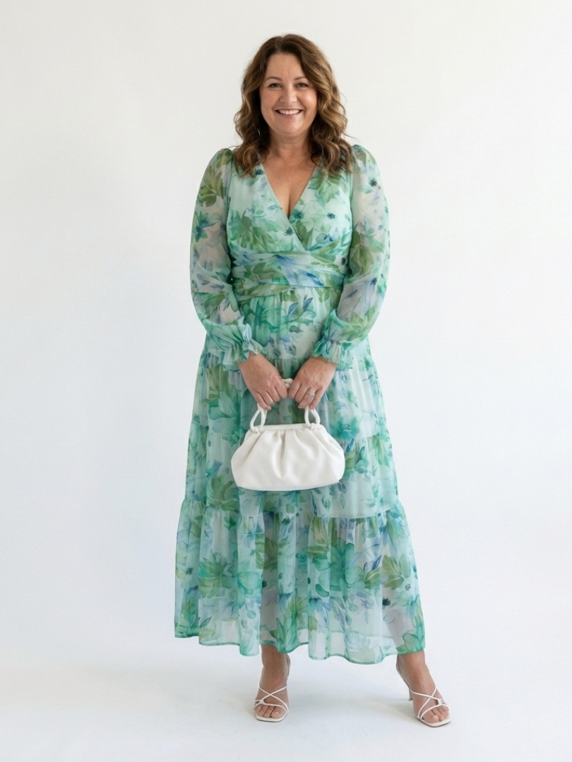 Abito Maxi Floreale à Maniche Lunghe Althea