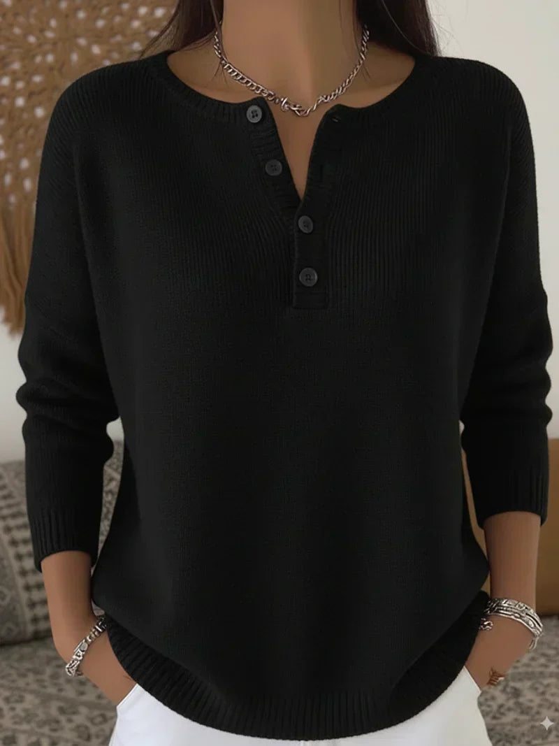 Hélène - Maglione in Maglia con Bottoni Henley