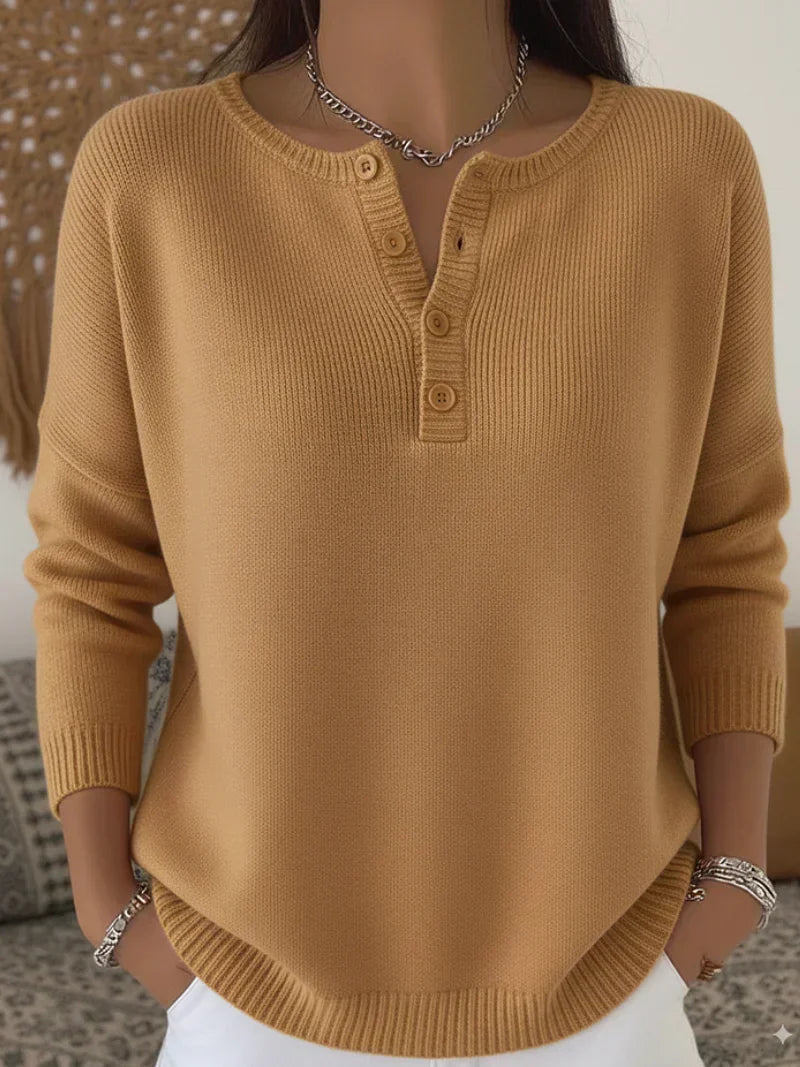 Hélène - Maglione in Maglia con Bottoni Henley