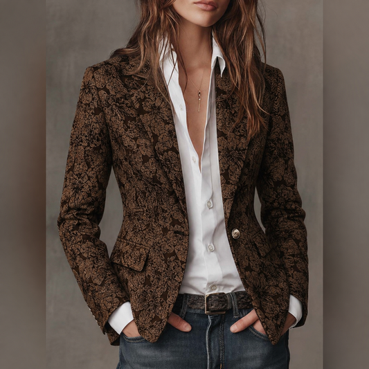 Blazer Aderente da Donna in Jacquard Paisley