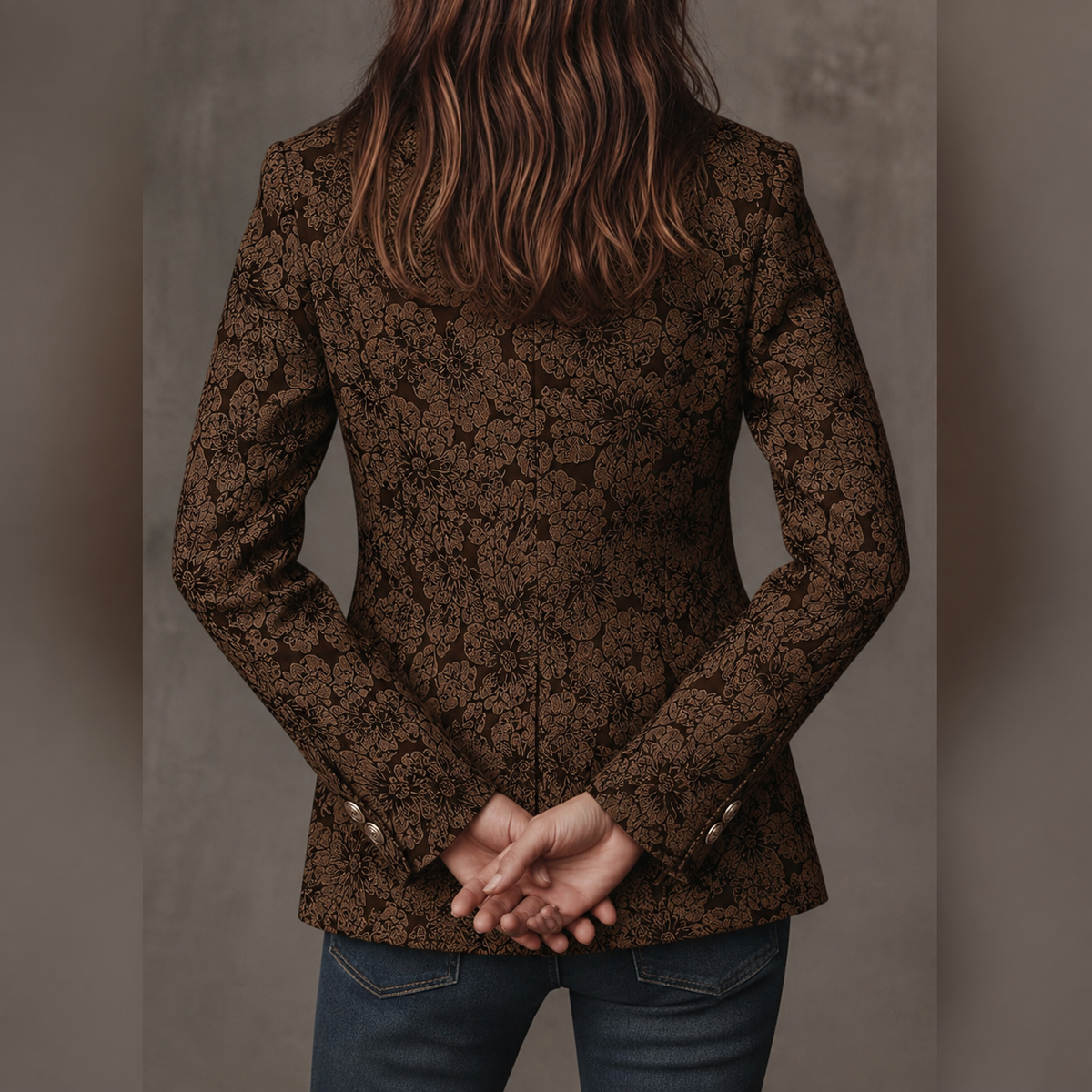 Blazer Aderente da Donna in Jacquard Paisley