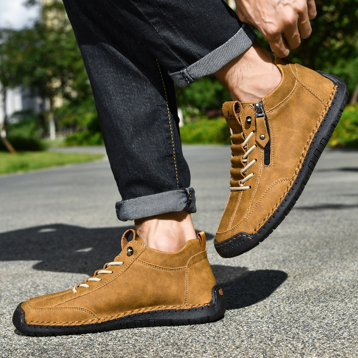 Scarpe en Nabuk avec Zip pour Homme