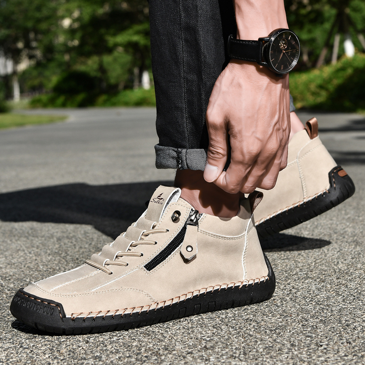 Scarpe en Nabuk avec Zip pour Homme