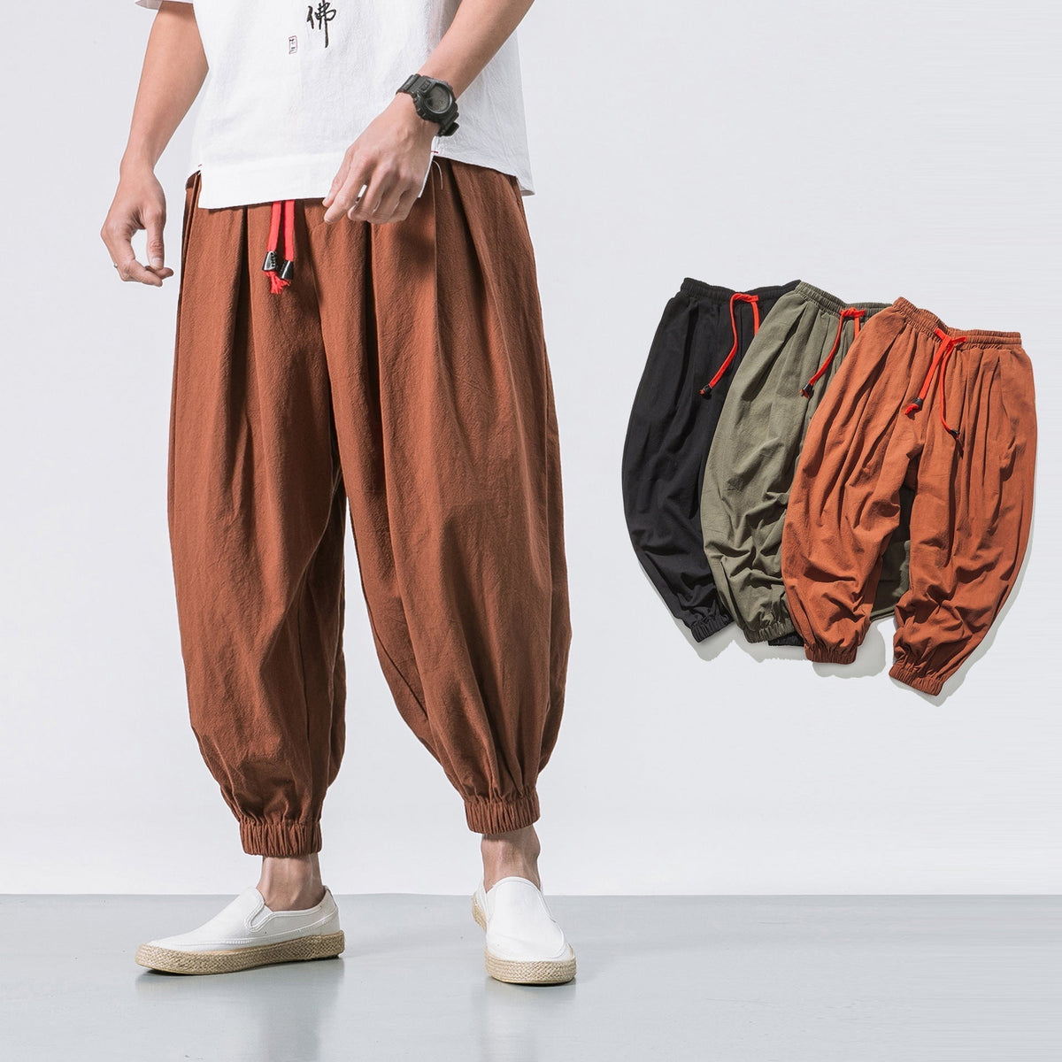 PANTALONS OVERSIZE EN COTON