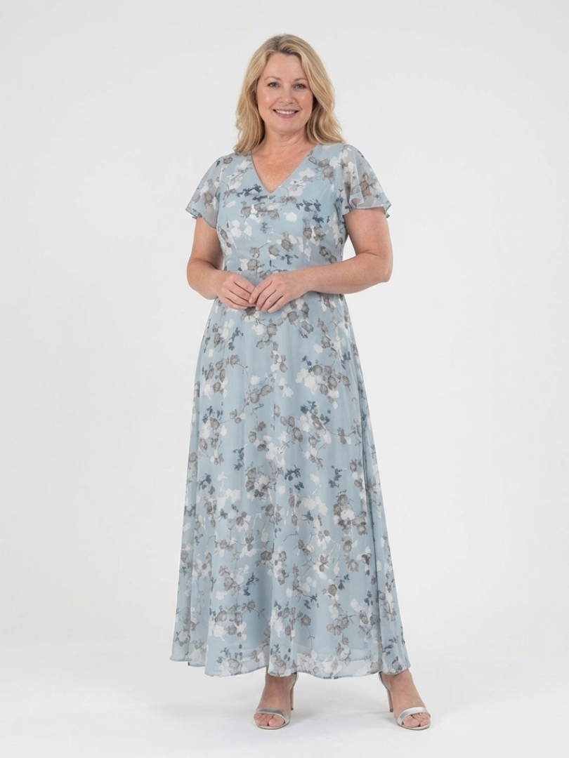 Abito Maxi en Chiffon Floral Ismeria