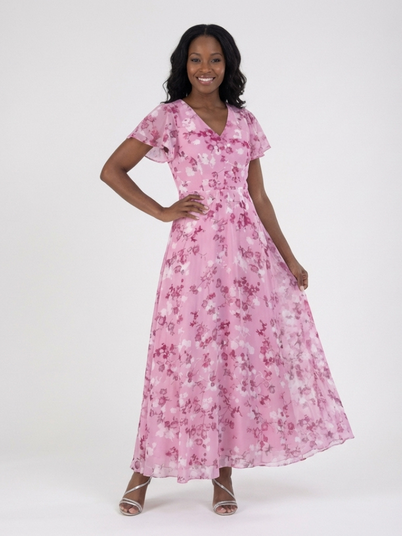 Abito Maxi en Chiffon Floral Ismeria