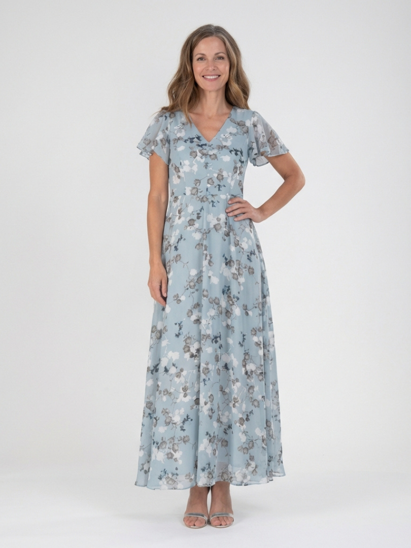 Abito Maxi en Chiffon Floral Ismeria