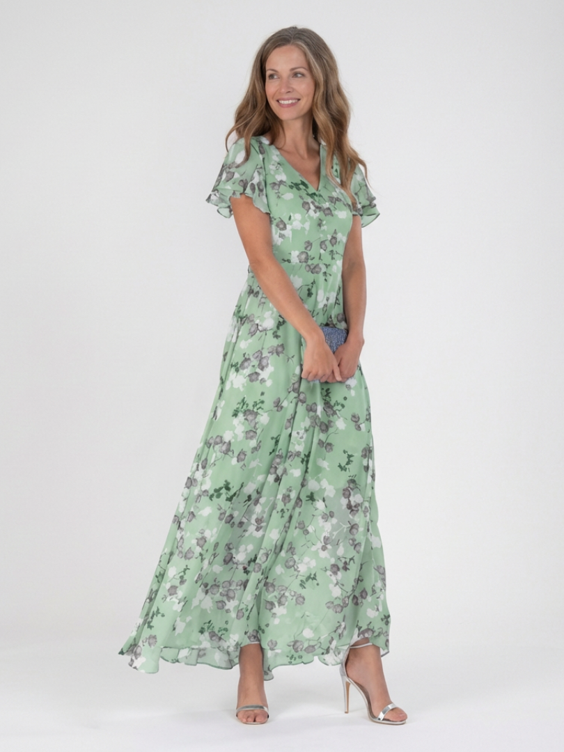 Abito Maxi en Chiffon Floral Ismeria