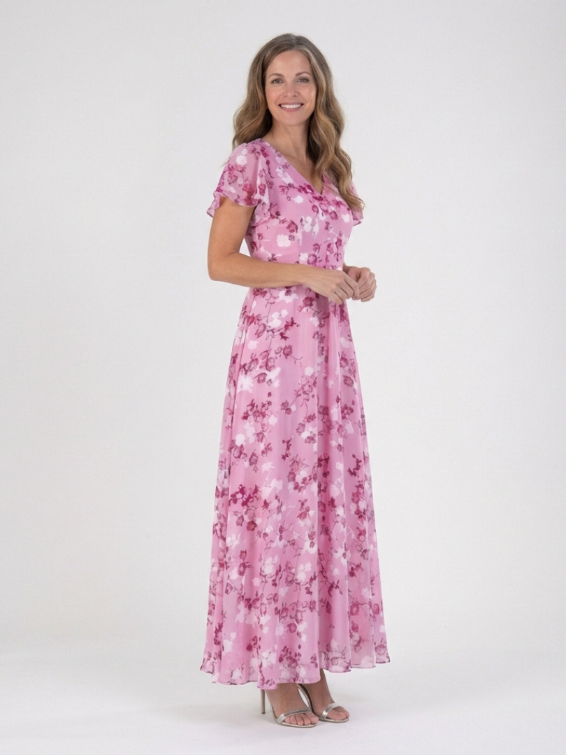 Abito Maxi en Chiffon Floral Ismeria