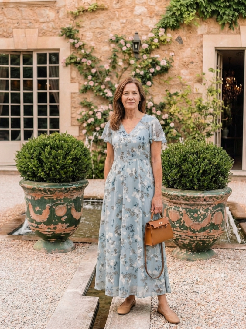 Abito Maxi en Chiffon Floral Ismeria