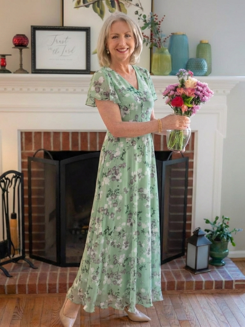 Abito Maxi en Chiffon Floral Ismeria