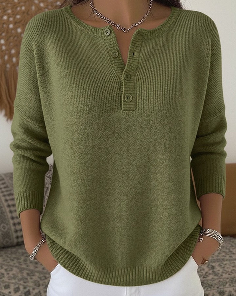 Hélène - Maglione in Maglia con Bottoni Henley