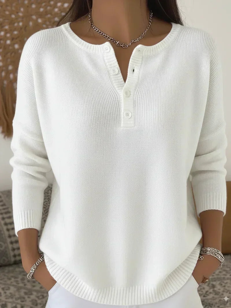 Hélène - Maglione in Maglia con Bottoni Henley