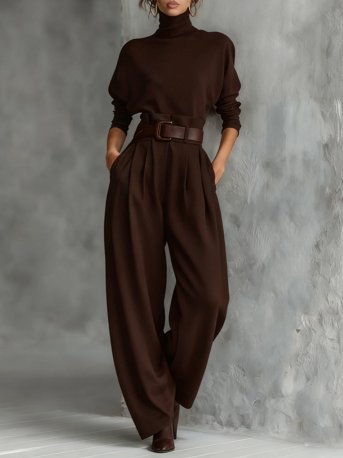 Bellori Milano | Completo Col Roulé et Pantaloni Droit Cyrielle